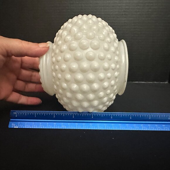 Vintage MCM White Hobnail Milk Glass Globe Lamp Shades Light Covers Pair 3.25" - Picture 6 of 11